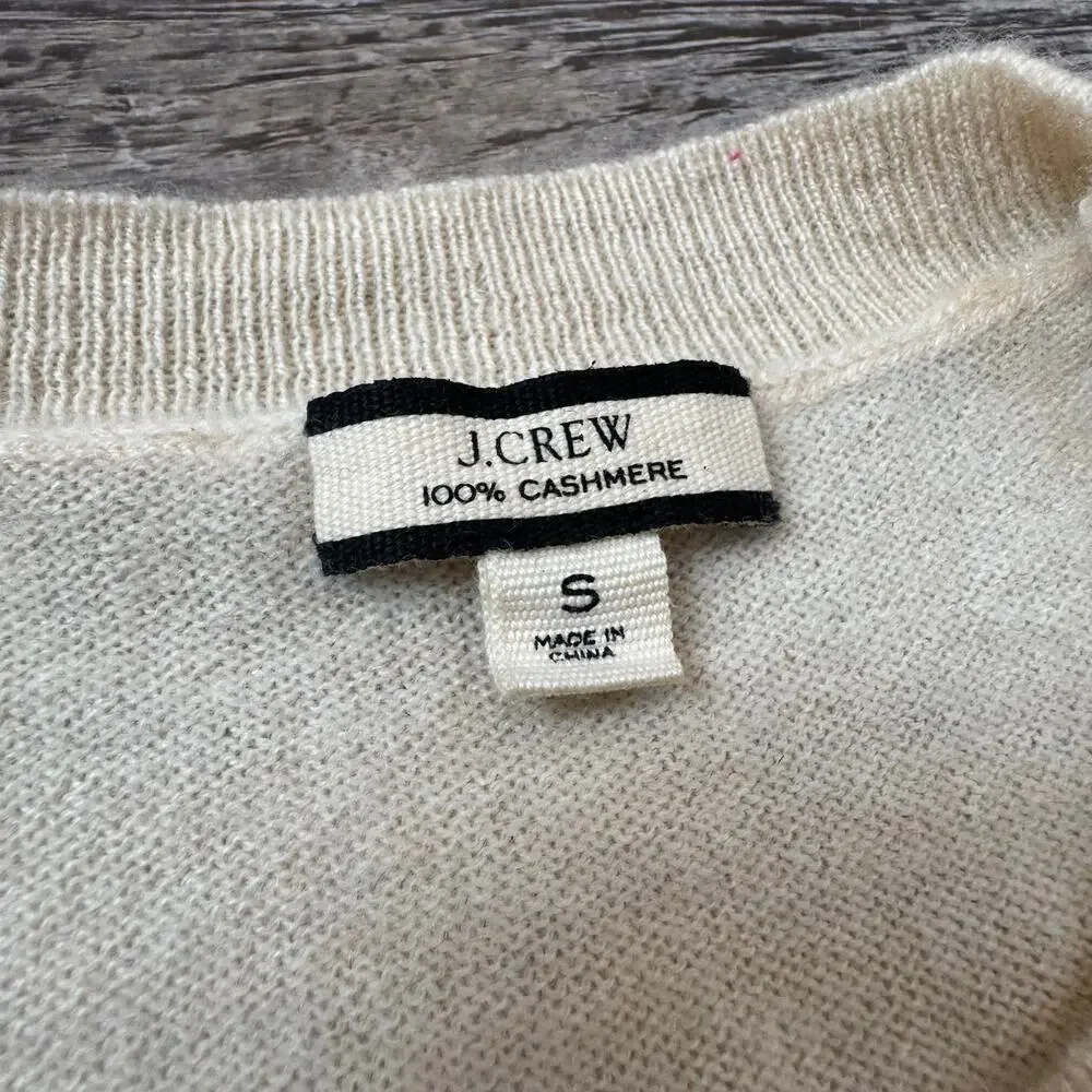 J.Crew 100% Cashmere Cream Sweater Crewneck Soft Luxury Minimalist Capsule Small